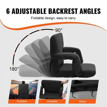 Double Heated Stadium Seat with Back Support 3 Level Heating Wide Bleacher Seat Folding Portable Padded Reclining Chair with Hook Pocket Cupholder (2 Set)