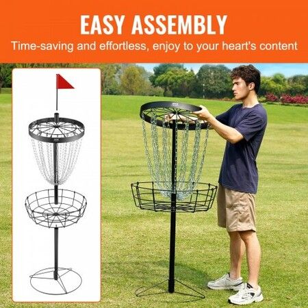 Disc Golf Basket 24-Chains Portable Disc Golf Target Hole Heavy Duty Steel Practice Disc Golf Course Basket Indoor & Outdoor Pro Golf Basket Set