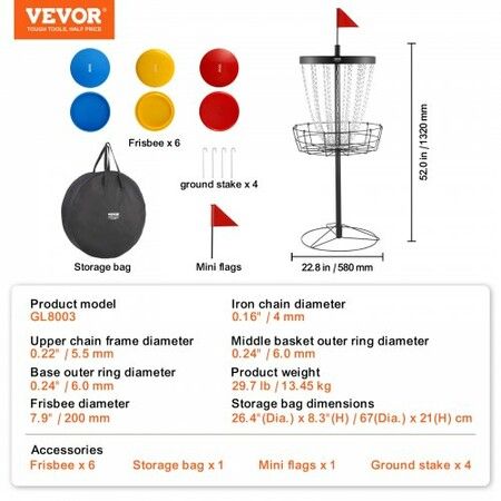 Disc Golf Basket 24-Chains Portable Disc Golf Target Hole Heavy Duty Steel Practice Disc Golf Course Basket Indoor & Outdoor Pro Golf Basket Set