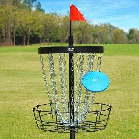 Disc Golf Basket 24-Chains Portable Disc Golf Target Hole Heavy Duty Steel Practice Disc Golf Course Basket Indoor & Outdoor Pro Golf Basket Set