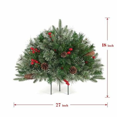 Prelit Planter Bushes,2025 Holiday Planter Filler,Prelit Planter Bushes Christmas,Topsworth Prelit Planter Bushes with Led Lights & Red Berries (White 2pc)