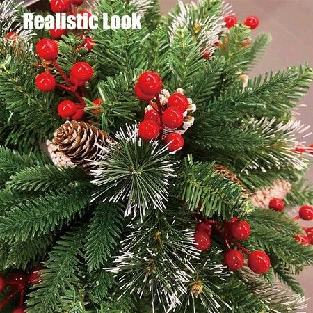 Prelit Planter Bushes,2025 Holiday Planter Filler,Prelit Planter Bushes Christmas,Topsworth Prelit Planter Bushes with Led Lights & Red Berries (1pc)