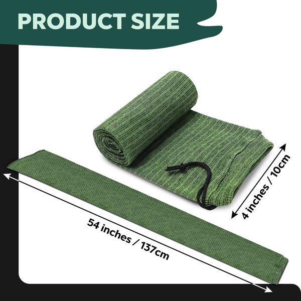 6pcs Gun Shotgun Socks Cases Rifle Sleeves 137x10cm Handgun Pistol Airsoft Storage Protector Silicone Treated Knit Fabric with Drawstring Closure Green