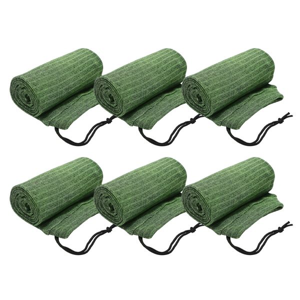 6pcs Gun Shotgun Socks Cases Rifle Sleeves 137x10cm Handgun Pistol Airsoft Storage Protector Silicone Treated Knit Fabric with Drawstring Closure Green