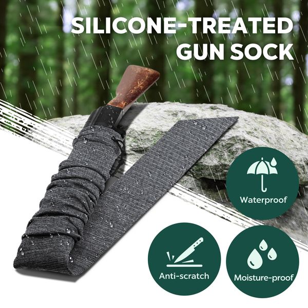 3pcs Gun Shotgun Socks Rifle Cases Pistol Sleeves 137x10cm Handgun Airsoft Storage Protector Silicone Treated Fabric Knit with Drawing Closure Grey