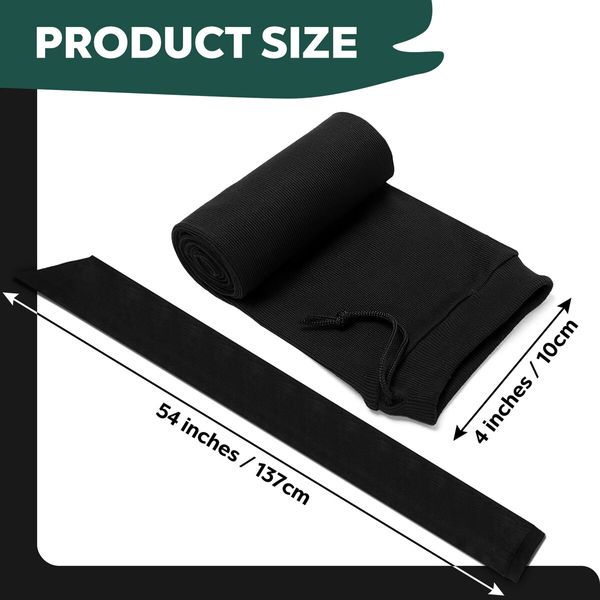 3pcs Gun Socks Shotgun Cases Rifle Pistol Sleeves 137x10cm Handgun Airsoft Storage Protector Silicone Treated Fabric Knit with Drawing Closure Black