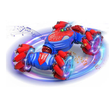 Remote Control Car with Cool Light, Spray Drift Hand Controlled Car, 2.4Ghz Rechargeable RC Car, Birthday Gifts for Boys 6-12 (Red and Blue)