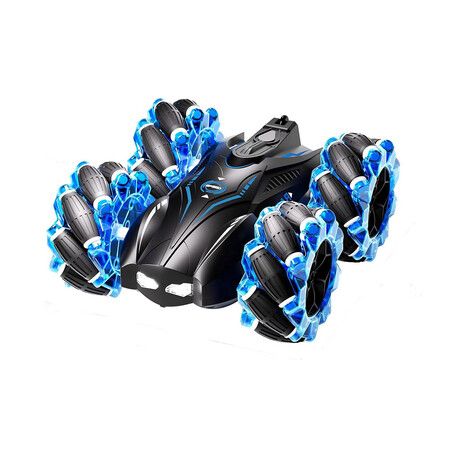 RC Gesture Sensing Stunt Car, 2.4GHz 4WD Remote Control Car with Cool Light, Double Sided Rotating Off Road Vehicle 360 Degree Flips Cars (Blue)