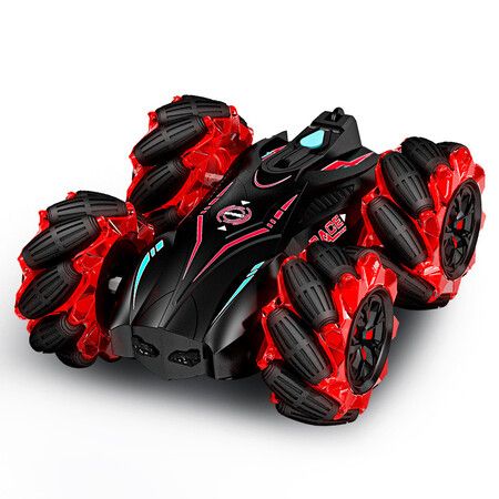 RC Gesture Sensing Stunt Car, 2.4GHz 4WD Remote Control Car with Cool Light, Double Sided Rotating Off Road Vehicle 360 Degree Flips Cars (Red)