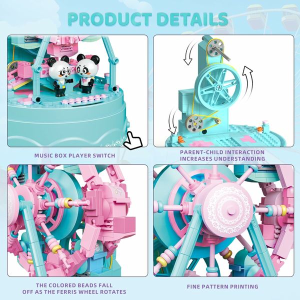 Rotating Ferris Wheel Music Box Building Block Toys for Girls and Boys 6-12 Years Old,Christmas and Valentine Gifts(630 Pcs)