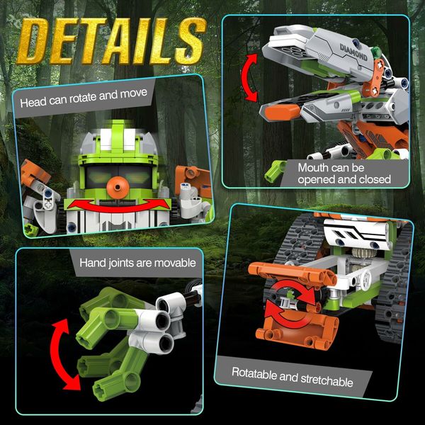 5 in 1 STEM Robot Toys Building Kits App & Remote Control Engineering Learning Educational Toys DIY Projects for Kids Ages 8-12 (539 Blocks)