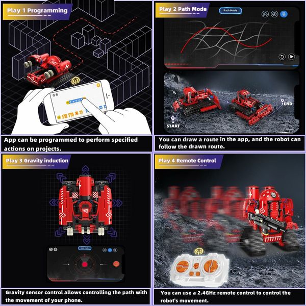 5-in-1 Remote Control and APP Programmable STEM Robot Toys 495 Pcs DIY Building Block Science Educational Kit for Kids Ages 8-14