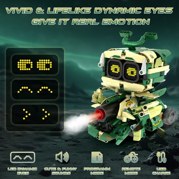 STEM Building Toys Remote & APP Controlled 3-in-1 Robot Building Kit with Music Spray Xmas Gift Ideas for Kids Ages 6-14