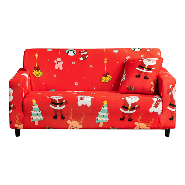 Christmas Sofa Cover Printed Sofa Couch Cover Washable Furniture Protector Christmas Home Room Festival Decoration Size 235-300cm