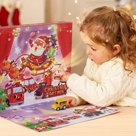 Advent Calendar for Kids Boys, 24 Days Christmas Countdown Calendar with Cute Pull Back Cars Vehicles, Holiday Gift for Kids Age 3 Up