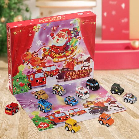 Advent Calendar for Kids Boys, 24 Days Christmas Countdown Calendar with Cute Pull Back Cars Vehicles, Holiday Gift for Kids Age 3 Up