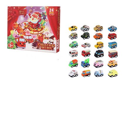 Advent Calendar for Kids Boys, 24 Days Christmas Countdown Calendar with Cute Pull Back Cars Vehicles, Holiday Gift for Kids Age 3 Up