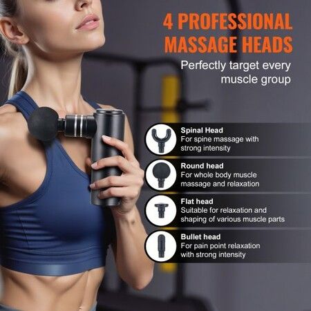 Massage Gun Deep Tissue Percussion Muscle Massager for Athletes - with 4 Speed Levels & 4 Massage Heads 12V 2500mAh Batteries Handheld Electric Massage Gun