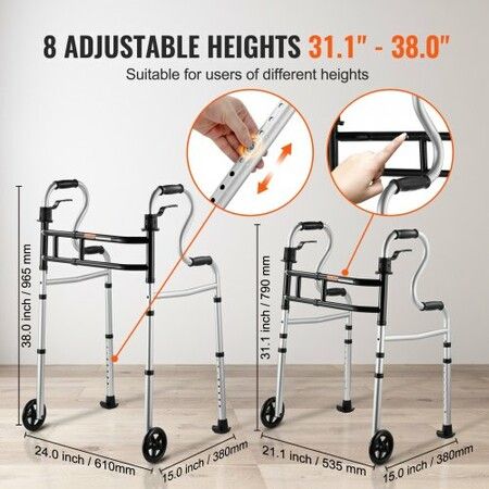 Folding Walker Stand-Assist Folding Walkers with Adjustable Height & Width