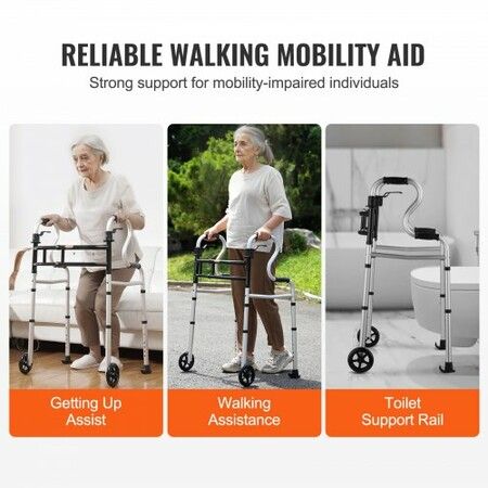 Folding Walker Stand-Assist Folding Walkers with Adjustable Height & Width