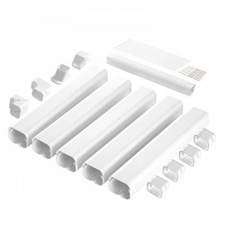 Mini Split Line Set Cover 76.2mm W 3110mm L PVC Decorative Pipe Line Cover For Air Conditioner with 5 Straight Ducts & Full Components Paintable