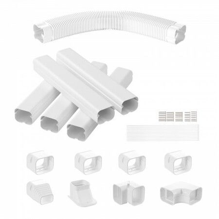 Mini Split Line Set Cover 76.2mm W 3110mm L PVC Decorative Pipe Line Cover For Air Conditioner with 5 Straight Ducts & Full Components Paintable