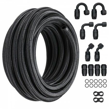 6AN 20 FT Fuel Line Kit Stainless Steel Nylon Braided 12 Hose End Fitting