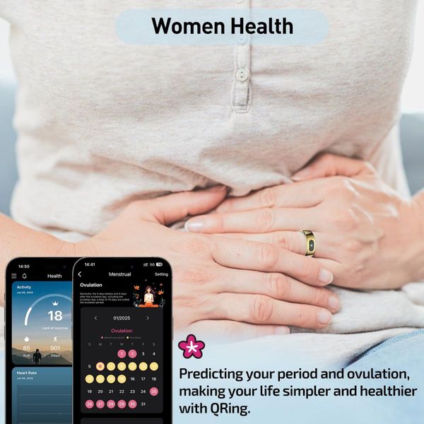 Smart Ring Tracker for Women & Men, Fitness Ring with Sleep & Motion Tracking, Touch Control,Compatible with iOS & Android (Black,10#)