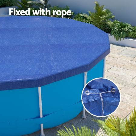 Aquabuddy Pool Cover Fit 3.66m Round Above-ground Swimming Pool Blanket Blue