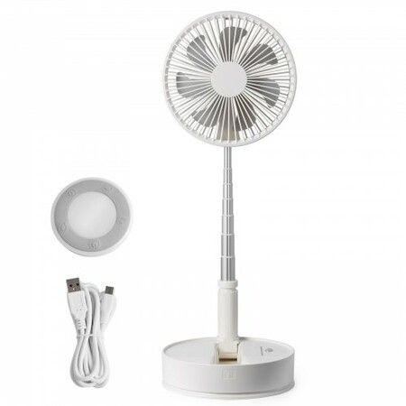 8 Inch Foldable Oscillating Standing Fan with Remote Control 4 Speed Adjustable Portable Desk Quiet Fan 7200mah Rechargeable USB Small Fan Folded Rotating