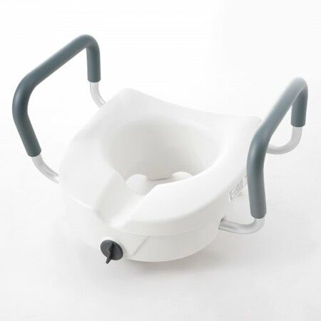 Raised Toilet Seat 5" Height Raised 350 lbs Weight Capacity for Round and Elongated Toilet Twist Lock Installation19.1" - 21.7" Adjustable Width