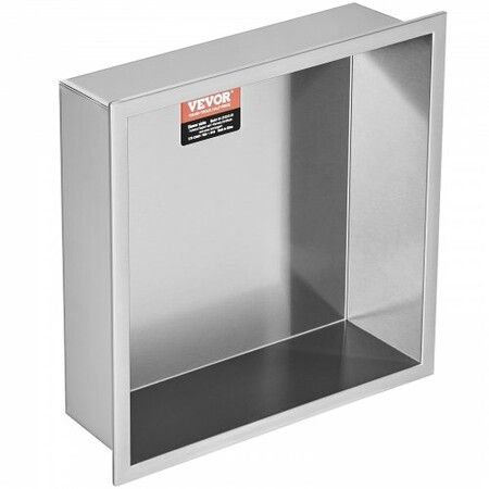 33.02 x 33.02 cm No Tile Shower Niche 304 Stainless Steel Wall-Inserted Niche Recessed Double Shelves Sealed Waterproof Rust-Resistant Modern Niche