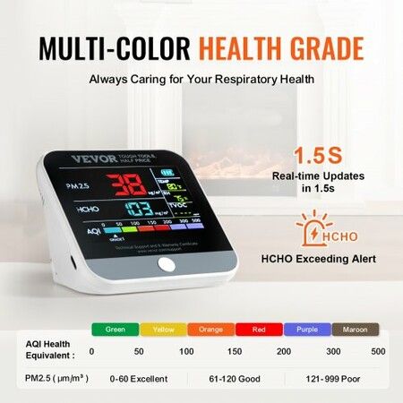 8-IN-1 Mini Air Quality Monitor Meter PM1.0/2.5/10 HCHO TVOC Tester