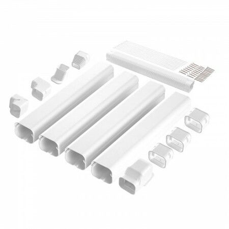 Mini Split Line Set Cover 76.2mm W 5350mm L PVC Decorative Pipe Line Cover For Air Conditioner with 4 Straight Ducts & Full Components Paintable