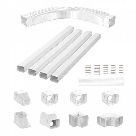 Mini Split Line Set Cover 76.2mm W 5350mm L PVC Decorative Pipe Line Cover For Air Conditioner with 4 Straight Ducts & Full Components Paintable