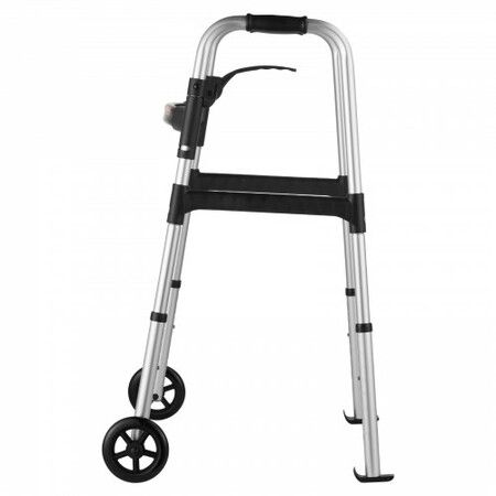 Folding Walker Aluminum Mobility Walker Aid with Adjustable Height & Wheel