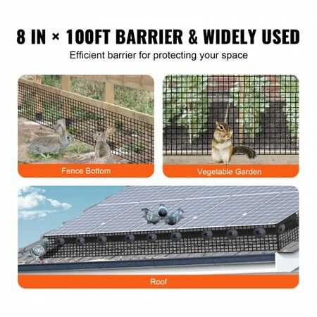 8in x 100ft Solar Panel Bird Guard Critter Guard Roll Kit 100pcs Fasteners