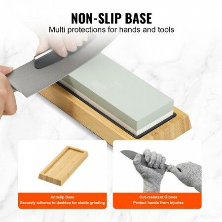 Whetstone Knife Sharpening Kit 2 Dual-Sided Grit Whetstones 400/1000 3000/8000 10PCS Knife Sharpener Kit with 3 Non-Slip Bases Angle & Honing Guide