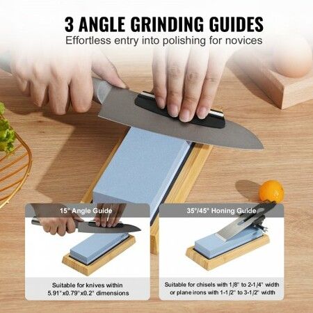 Whetstone Knife Sharpening Kit 2 Dual-Sided Grit Whetstones 400/1000 3000/8000 10PCS Knife Sharpener Kit with 3 Non-Slip Bases Angle & Honing Guide