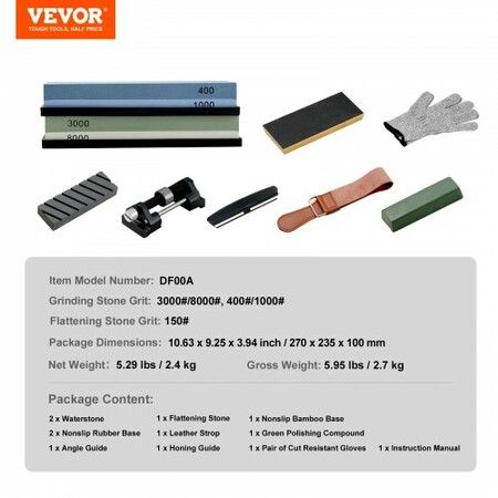 Whetstone Knife Sharpening Kit 2 Dual-Sided Grit Whetstones 400/1000 3000/8000 10PCS Knife Sharpener Kit with 3 Non-Slip Bases Angle & Honing Guide