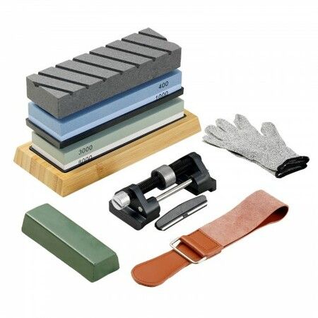 Whetstone Knife Sharpening Kit 2 Dual-Sided Grit Whetstones 400/1000 3000/8000 10PCS Knife Sharpener Kit with 3 Non-Slip Bases Angle & Honing Guide