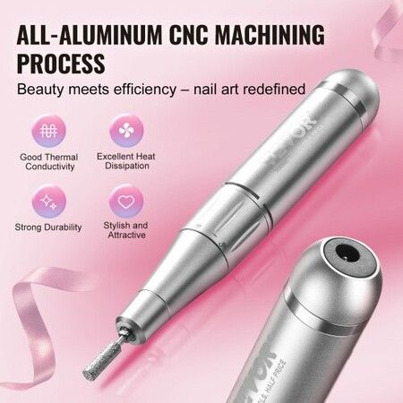 Electric Rechargeable Nail Drill 35000RPM Portable Cordless Nail E File Machine LCD-Display Acrylic Gel Grinder Tool with 6 Bits and 50PCS Sanding Bands