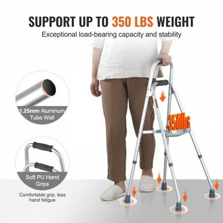 Folding Hemi Walker One Arm Mobility Walker for Senior & Adjustable Height