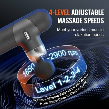 Massage Gun Deep Tissue Percussion Muscle Massager for Athletes - with 4 Speed Levels & 4 Massage Heads 7.4V 2500mAh Batteries Handheld Mini Massage Gun