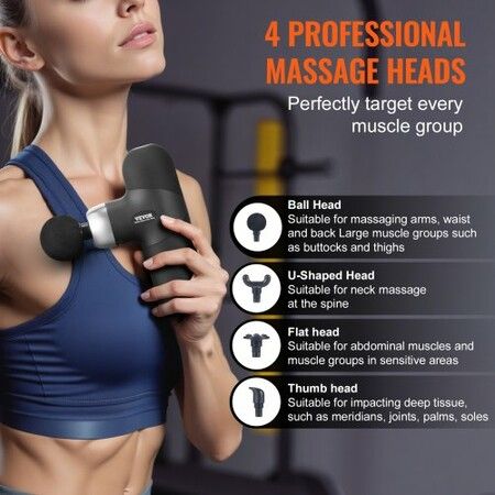 Massage Gun Deep Tissue Percussion Muscle Massager for Athletes - with 4 Speed Levels & 4 Massage Heads 7.4V 2500mAh Batteries Handheld Mini Massage Gun