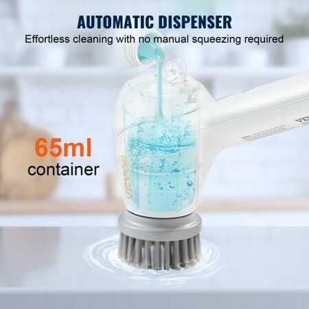 Electric Spin Scrubber Cordless Cleaning Brush 5 Heads for Bathroom Floor