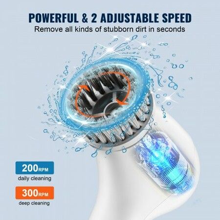 Electric Spin Scrubber Cordless Cleaning Brush 5 Heads for Bathroom Floor