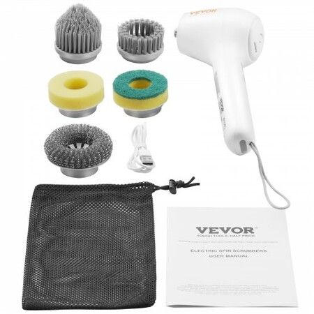 Electric Spin Scrubber Cordless Cleaning Brush 5 Heads for Bathroom Floor