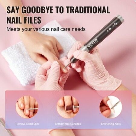 Electric Cordless Nail Drill 30000RPM Variable-Speed Rechargeable Nail E File Machine Portable Manicure Pedicure Polisher with 50PCS Sanding Bands