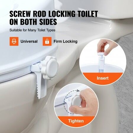 Raised Toilet Seat 100 mm Height Raised 136 kg Weight Capacity Universal Toilet Seat Riser Screw Rod Locking with Toilet Seat for Elderly Handicap Patient